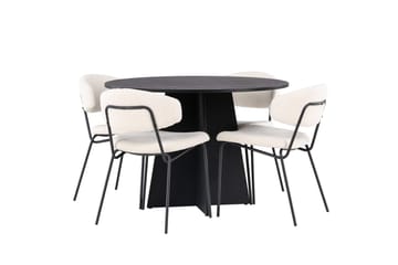 Rund matgrupp Venture Home Vit Svart 4st - Møbler - Bord - Spisegrupper