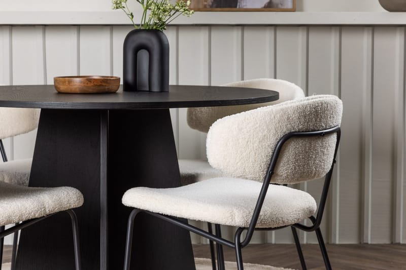 Rund matgrupp Venture Home Vit Svart 4st - Møbler - Bord - Spisegrupper