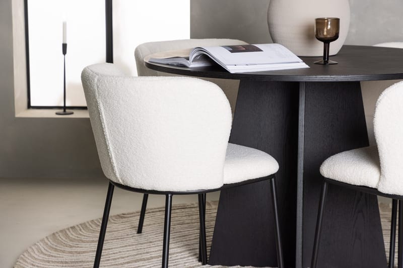 Rund matgrupp Venture Home Vit Svart 4st - Møbler - Bord - Spisegrupper