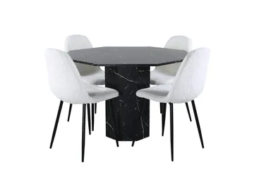 Rund matgrupp Venture Home Vit Svart 4st - Møbler - Bord - Spisegrupper