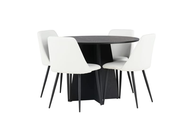 Rund matgrupp Venture Home Vit Svart 4st - Møbler - Bord - Spisegrupper