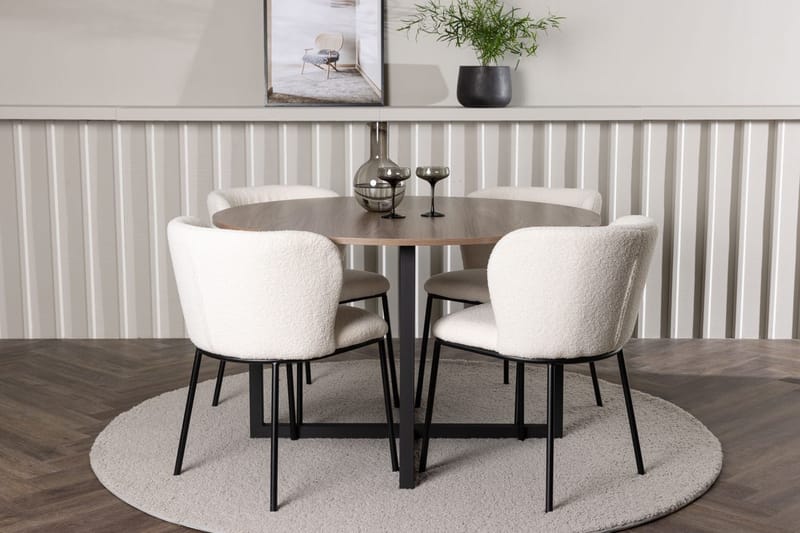 Rund matgrupp Venture Home Vit Valnöt 4st