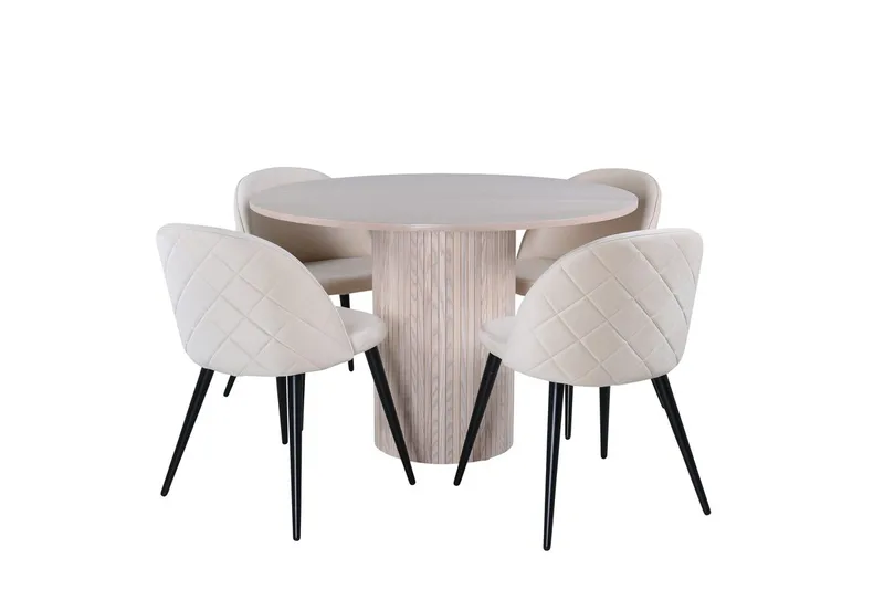 Rund spisegruppe Venture Home Bianca, Velvet Hvitlasert