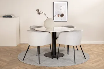 Rund spisegruppe Venture Home Estelle, Berit - lysgrått fløyelsstoff - Møbler - Bord - Spisegrupper