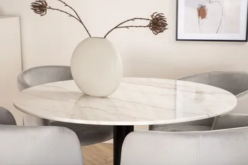 Rund spisegruppe Venture Home Estelle, Berit - lysgrått fløyelsstoff - Møbler - Bord - Spisegrupper