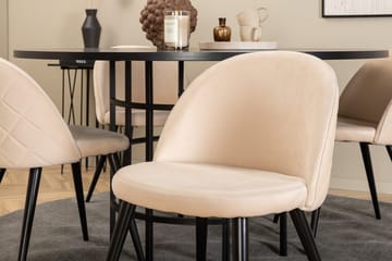 Rund spisegruppe Venture Home København, Velvet - svart og beige - Møbler - Bord - Spisegrupper