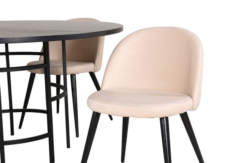 Rund spisegruppe Venture Home København, Velvet - svart og beige - Møbler - Bord - Spisegrupper