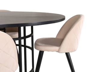 Rund spisegruppe Venture Home København, Velvet - svart og beige - Møbler - Bord - Spisegrupper