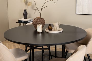 Rund spisegruppe Venture Home København, Velvet - svart og beige - Møbler - Bord - Spisegrupper