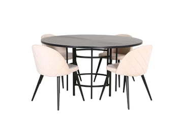 Rund spisegruppe Venture Home København, Velvet - svart og beige - Møbler - Bord - Spisegrupper