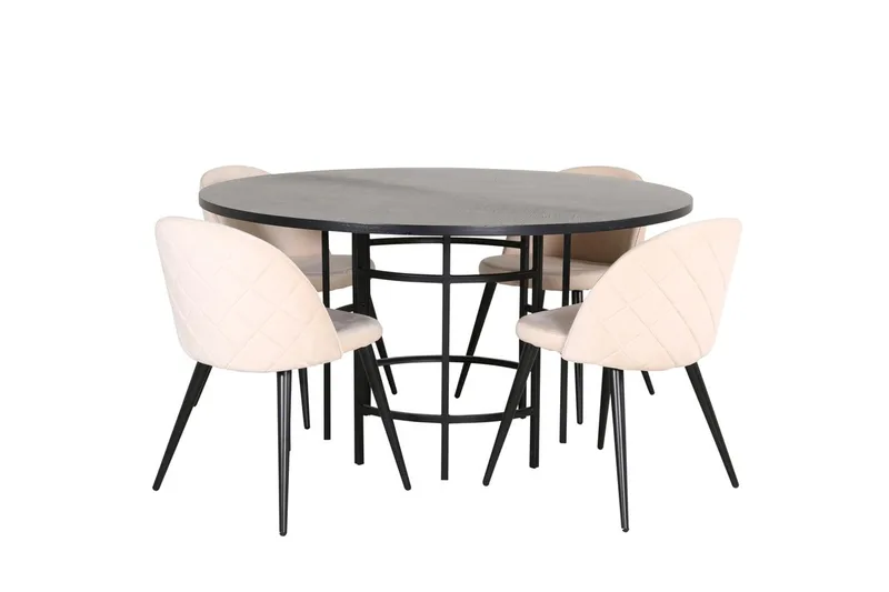 Rund spisegruppe Venture Home København, Velvet - svart og beige - Møbler - Bord - Spisegrupper