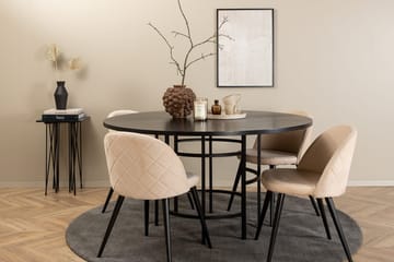 Rund spisegruppe Venture Home København, Velvet - svart og beige - Møbler - Bord - Spisegrupper