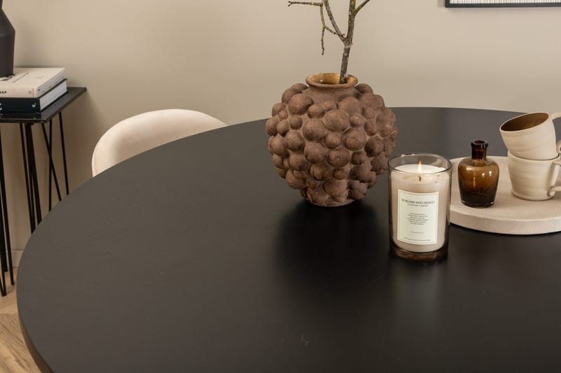 Rund spisegruppe Venture Home København, Velvet - svart og beige - Møbler - Bord - Spisegrupper