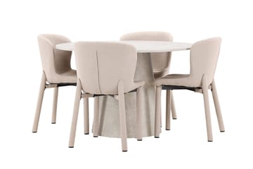 Rund spisegruppe Venture Home Lanzo, Astoria Beige Beige 4 stk. - Møbler - Bord - Spisegrupper