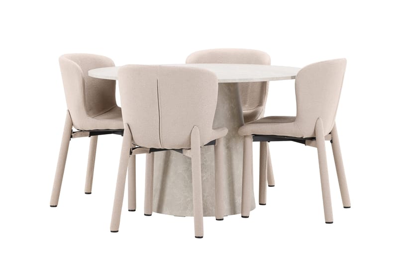 Rund spisegruppe Venture Home Lanzo, Astoria Beige Beige 4 stk. - Møbler - Bord - Spisegrupper