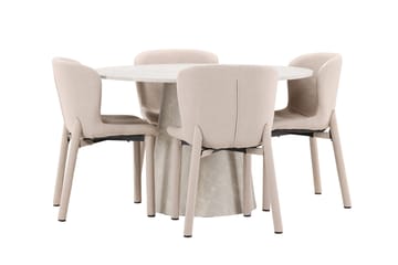 Rund spisegruppe Venture Home Lanzo, Astoria Beige Beige 4 stk. - Møbler - Bord - Spisegrupper