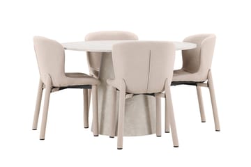 Rund spisegruppe Venture Home Lanzo, Astoria Beige Beige 4 stk. - Møbler - Bord - Spisegrupper