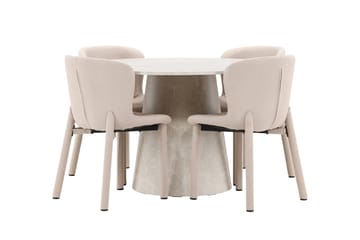 Rund spisegruppe Venture Home Lanzo, Astoria Beige Beige 4 stk. - Møbler - Bord - Spisegrupper