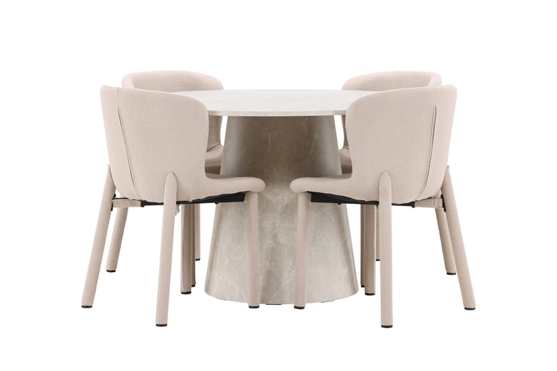 Rund spisegruppe Venture Home Lanzo, Astoria Beige Beige 4 stk. - Møbler - Bord - Spisegrupper