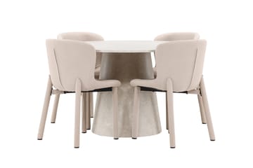 Rund spisegruppe Venture Home Lanzo, Astoria Beige Beige 4 stk. - Møbler - Bord - Spisegrupper