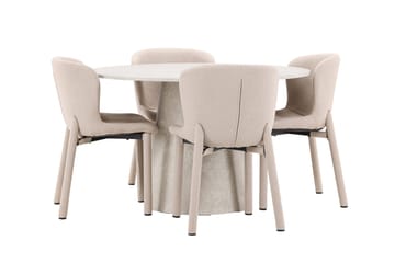 Rund spisegruppe Venture Home Lanzo, Astoria Beige Beige 4 stk. - Møbler - Bord - Spisegrupper