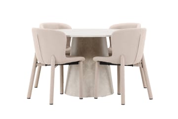 Rund spisegruppe Venture Home Lanzo, Astoria Beige Beige 4 stk. - Møbler - Bord - Spisegrupper