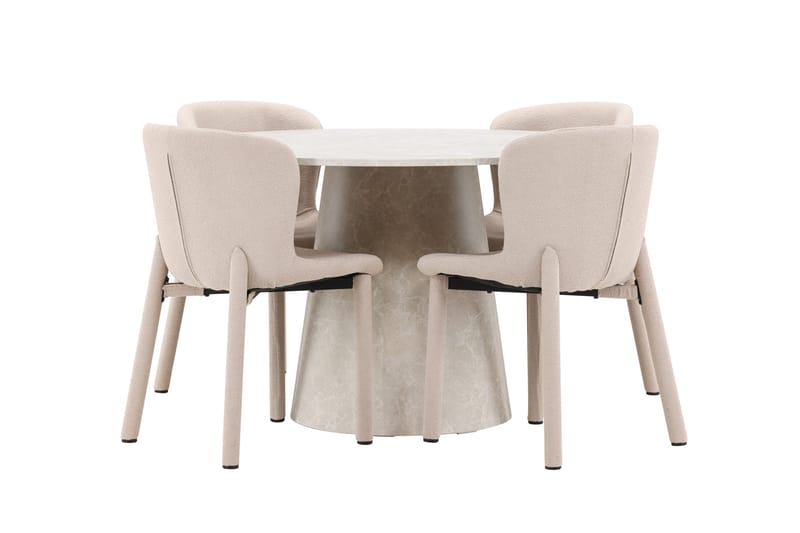 Rund spisegruppe Venture Home Lanzo, Astoria Beige Beige 4 stk. - Møbler - Bord - Spisegrupper