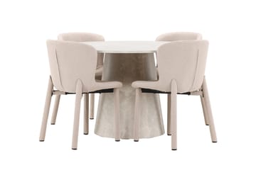 Rund spisegruppe Venture Home Lanzo, Astoria Beige Beige 4 stk. - Møbler - Bord - Spisegrupper