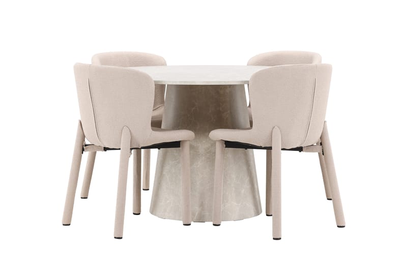 Rund spisegruppe Venture Home Lanzo, Astoria Beige Beige 4 stk. - Møbler - Bord - Spisegrupper