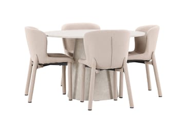 Rund spisegruppe Venture Home Lanzo, Astoria Beige Beige 4 stk. - Møbler - Bord - Spisegrupper