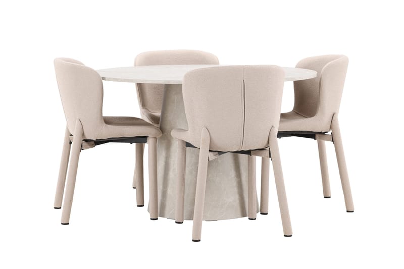 Rund spisegruppe Venture Home Lanzo, Astoria Beige Beige 4 stk. - Møbler - Bord - Spisegrupper