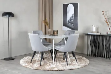 Rund spisegruppe Venture Home Plaza, Velvet Deluxe - lys grå - Møbler - Bord - Spisegrupper