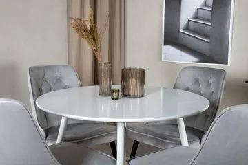 Rund spisegruppe Venture Home Plaza, Velvet Deluxe - lys grå - Møbler - Bord - Spisegrupper