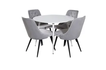 Rund spisegruppe Venture Home Plaza, Velvet Deluxe - lys grå - Møbler - Bord - Spisegrupper