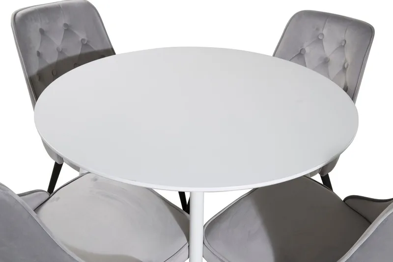 Rund spisegruppe Venture Home Plaza, Velvet Deluxe - lys grå - Møbler - Bord - Spisegrupper