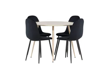 Rund spisegruppe Venture Home Plaza, Polar Svart Lyst tre 4 stk. - Møbler - Bord - Spisegrupper