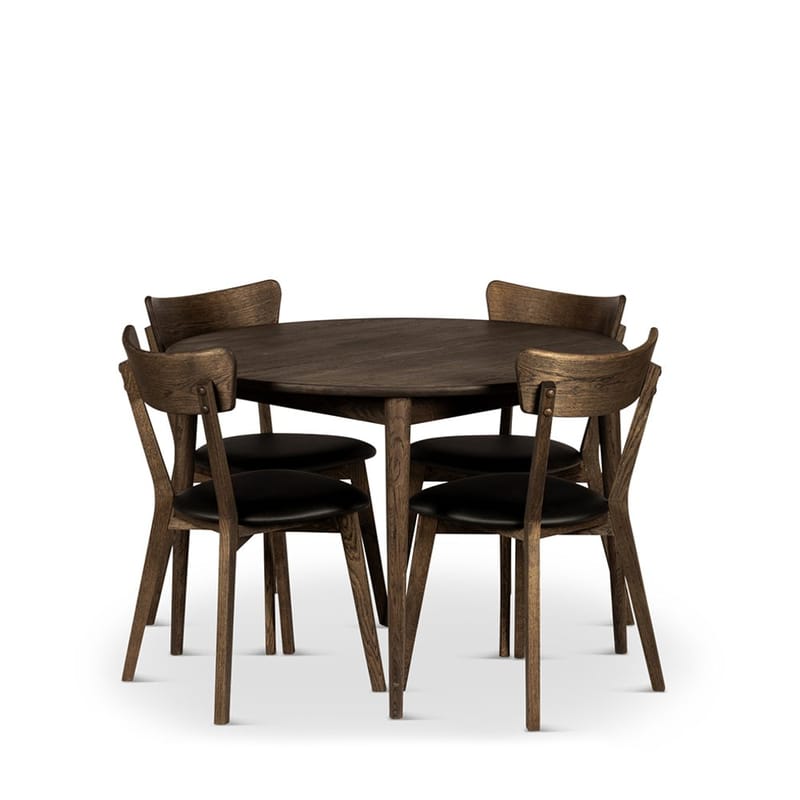 Rundt spisebord Nyborg 110 cm med Stoler, Bord og 4 stk Ekeby-stoler