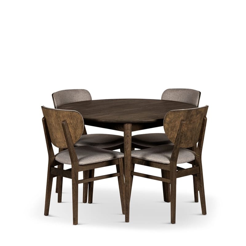 Rundt spisebord Nyborg 110 cm med Stoler, Bord og 4 stk Smögen-stoler