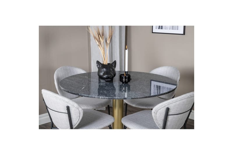 Rundt spisesett Estelle Chrome, Vault - Grå - Møbler - Bord - Spisegrupper
