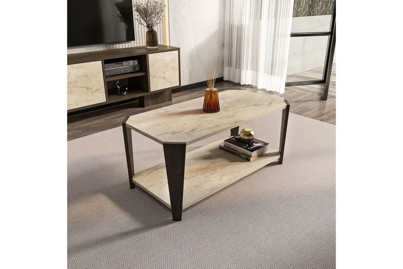 Rylas Stuebord 91 cm - Valnøtt/Travertin - Møbler - Bord - Sofabord