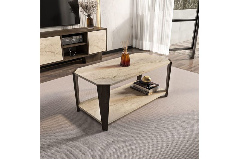 Rylas Stuebord 91 cm - Valnøtt/Travertin - Møbler - Bord - Sofabord