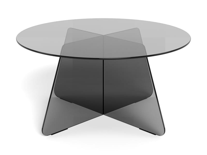 Ryvos sofabord i glass 80 cm rundt - Røykfarget - Møbler - Bord - Sofabord