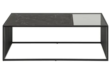 Saklani 120x60 cm Rektangulært Sofabord i Metall med Glassplate - Sort - Møbler - Bord - Sofabord