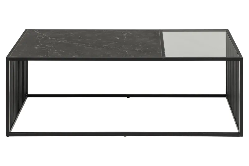 Saklani 120x60 cm Rektangulært Sofabord i Metall med Glassplate - Sort - Møbler - Bord - Sofabord