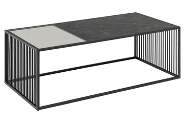 Saklani 120x60 cm Rektangulært Sofabord i Metall med Glassplate - Sort - Møbler - Bord - Sofabord