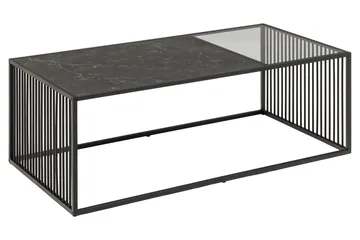 Saklani 120x60 cm Rektangulært Sofabord i Metall med Glassplate - Sort - Møbler - Bord - Sofabord
