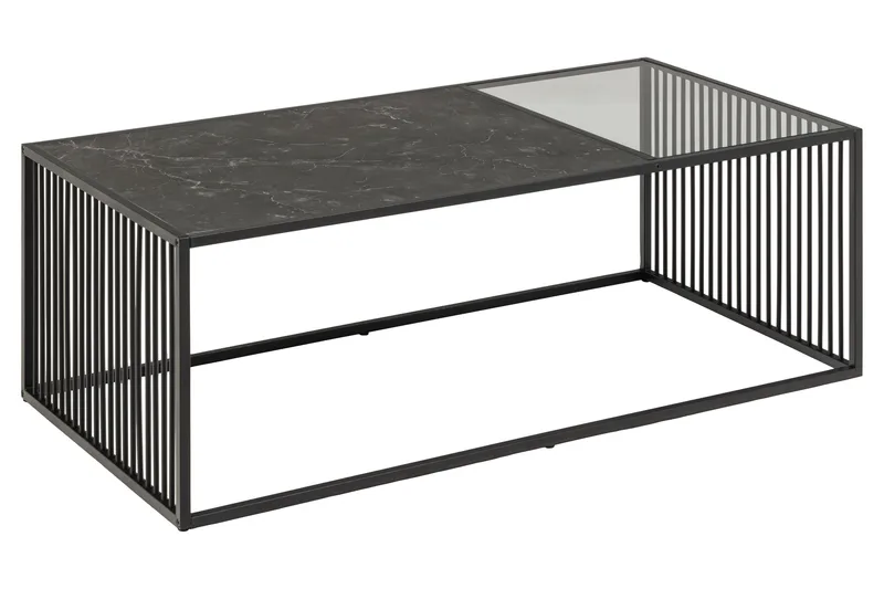 Saklani 120x60 cm Rektangulært Sofabord i Metall med Glassplate, Sort