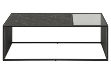 Saklani 120x60 cm Rektangulært Sofabord i Metall med Glassplate - Svart - Møbler - Bord - Sofabord