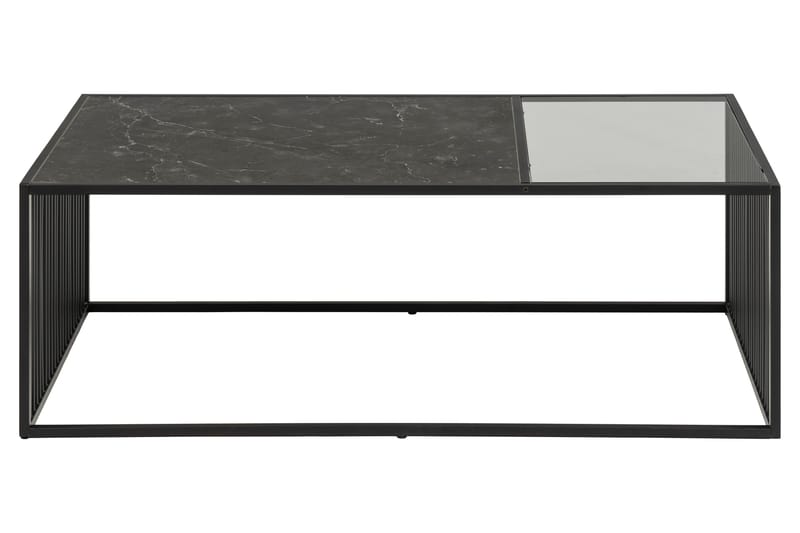 Saklani 120x60 cm Rektangulært Sofabord i Metall med Glassplate - Svart - Møbler - Bord - Sofabord