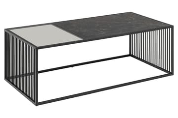 Saklani 120x60 cm Rektangulært Sofabord i Metall med Glassplate - Svart - Møbler - Bord - Sofabord